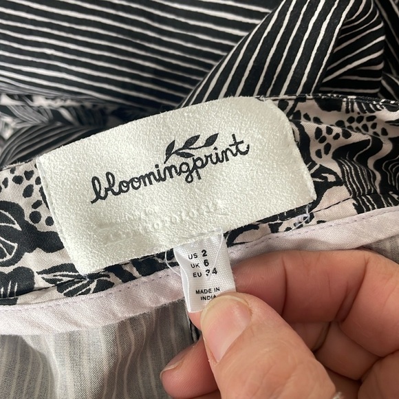 Anthropologie Bloomprint Wide Leg Pants Black Tan - Picture 2 of 10